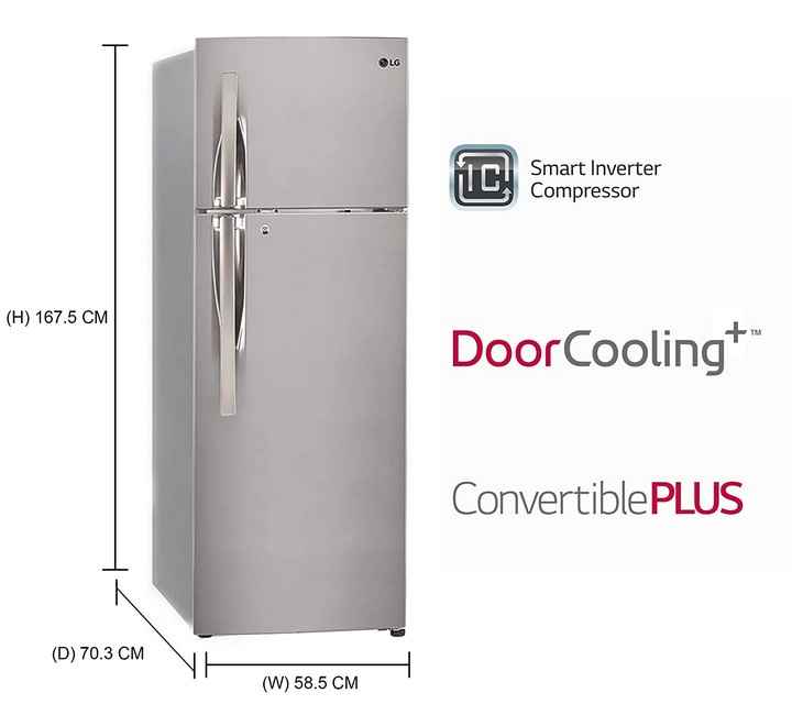 LG 308 L 2 Star Smart Inverter Frost-Free Double Door Refrigerator (GL-T322RPZY Shiny Steel Convertible)